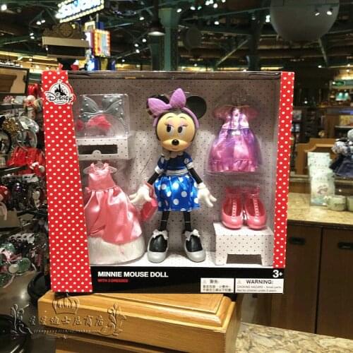 Disney Minnie Cartoon Cute Childrens Hand Dolls Dress Up Toys Hobbies Action Figures Holiday Gift for Children