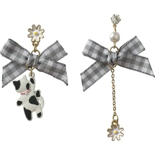 10 pair / lot fashion women jewelry accessories metal painted bow cat earrings for women