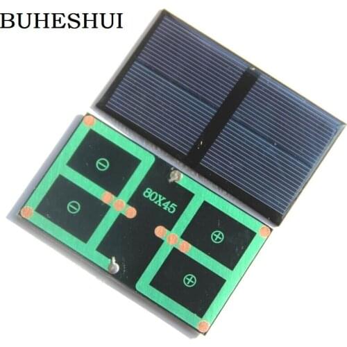 BUHESHUI 2pcs 0.5W 1V 200MA Solar Cell Module DIY Solar Panel System Battery For LED Light Stduy 80*45*3MM Epoxy Polycrystalline