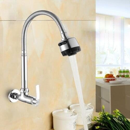 JOOE Chrome Wall Mounted Kitchen Taps Single Handle Kitchen Faucet Brass Cold Water Faucet torneiras de parede robinet cuisine