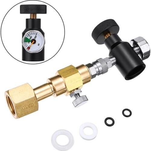 New Brass Soda Bottle CO2 Refill Adapter Carbonator Cylinder Tank Connector Filling Station Tool CGA320 With 1500psi Gauge