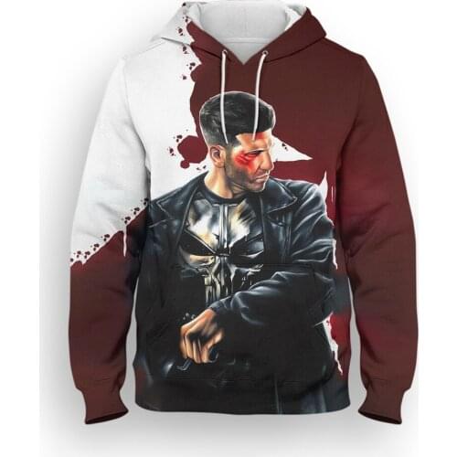 2021 New Spring Autumn Men Oversize Sweatshirt Marvel Punisher 3D Print Women Hoodies Harajuku Style Children Clothing