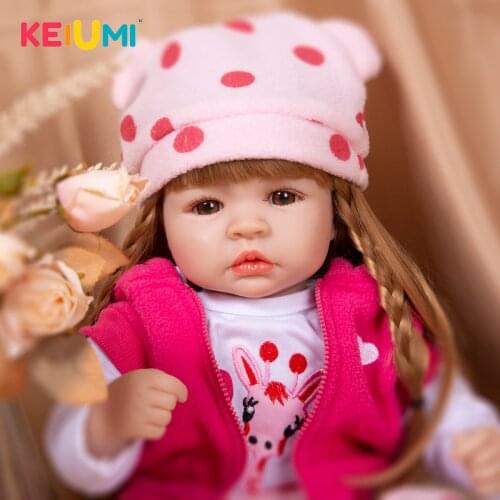 KEIUMI New Fashion High-quality Pasted Wig Lovely Baby Girl Soft Touch Fast Delivery Alive Reborn For Childrens Gift