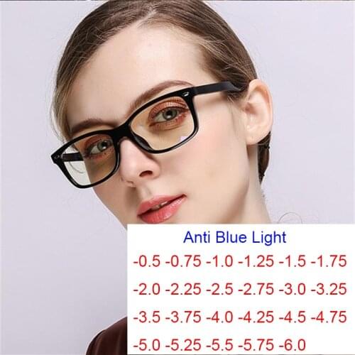 Anti Blue Rays Computer Myopia Glasses Women Men Vintage Office Eyeglasses Rivet Square Graduate Glasses Vision Correction -2 -3