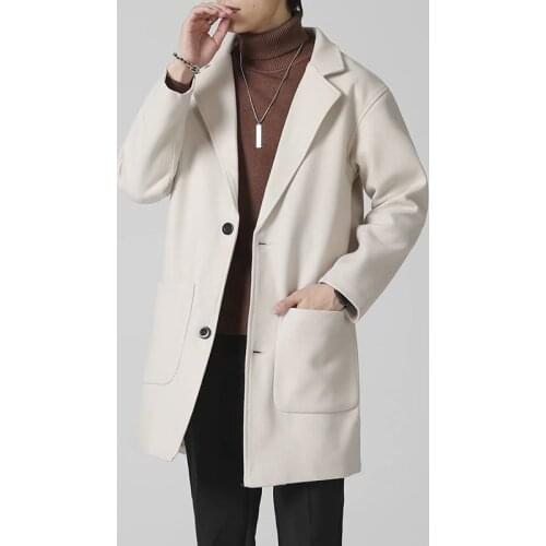 Autumn/Winter New British Style Solid Mid-length Men Wool Woolen Jacket Mens Slim Fit Trench Coat Business Overcoat Male S-3XL