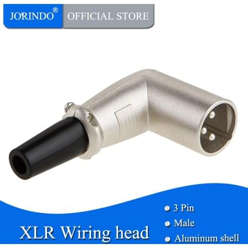 XLR Male Adapter,JORINDO Right Angle 3 Pin XLR Microphone Connector,Silver