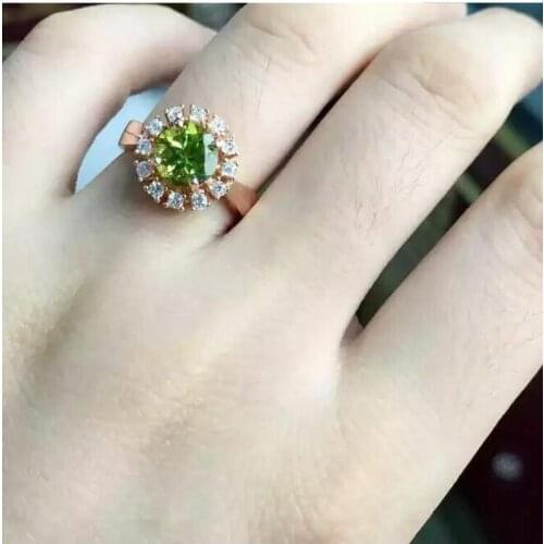 Peridot ring Free shipping Natural real peridot 925 sterling silver Fine jewelry 8mm gemstone Handworked rings