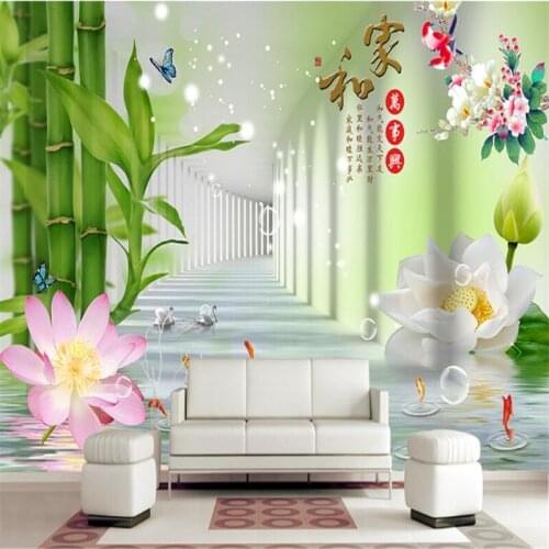 Beibehang custom photo wallpaper wall murals wall stickers Home and everything on the bamboo leaf lotus 3D TV wall modern