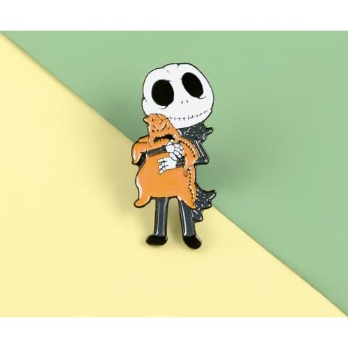 Christmas Movie Punk Metal Pins Jack Skellington Hard Enamel Pins Fun Brooches Badges Lapel Clothes Bag Pins Women Jewelry Gifts