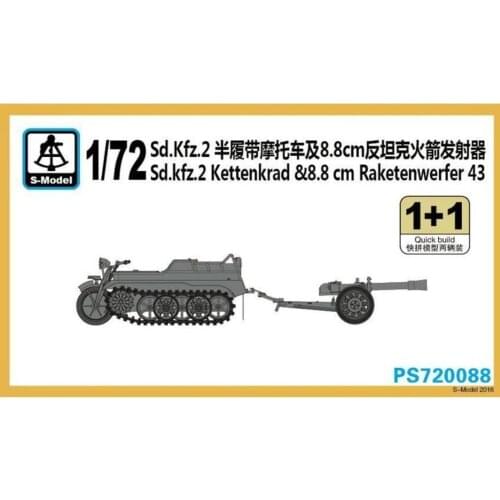 S-model PS720088 1/72 German Sd.Kfz.2 Kettenkrad & Raketenwerfer 43 (2 kits in 1 box)
