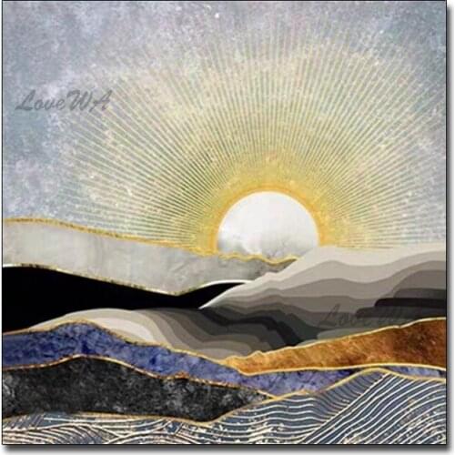 Modern Gallery Pure Hand-painted Sunrise Scenery Art Oil Painting Unframed Canvas Wall Art Pictures Artwork New Cheap Paintings