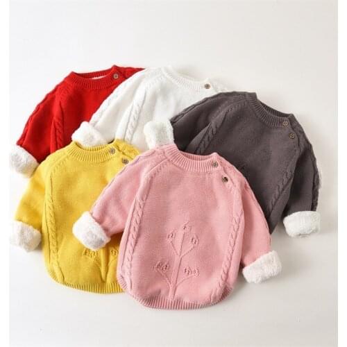Girls Sweater autumn winter children casual cotton plus velvet pullover tops for kids boys thick warm Knitted Cardigan Sweater