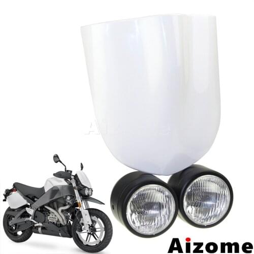 Street Bikes Motorcycle Dual Headlight W/ Windshield Screen H4 12V 35W Twin Headlamp For Suzuki Buell SFV650 XB12X 12S XB12R 9