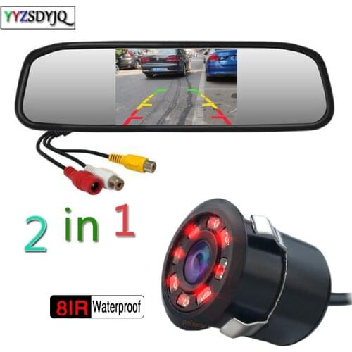 Sale! Univeral 4.3 Inch Color TFT LCD Display Screen Car Parking Rear View Reverse Mirror Monitor With 8 LED CCD Rear Camera
