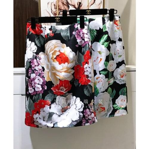 Family New big without fashionable joker gorgeous peony print skirts summer package hip cultivate morality