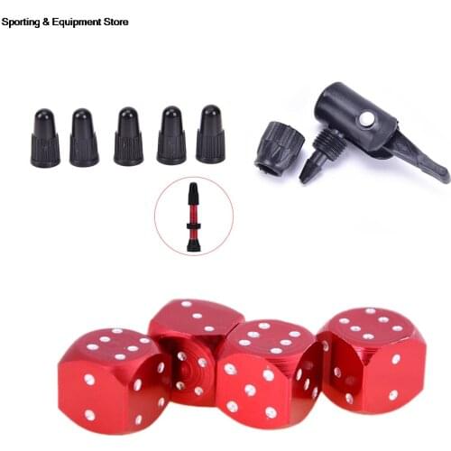 1 set Red dice Car Truck Bike Dice Tyre Tire Wheel Stem Air Valve Dust Cap Cover