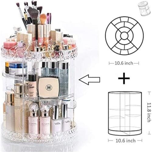 White 1PC 360 Degrees Rotating Cosmetic Storage Rack Lipstick Jewelry Case Holder Display Stand Cosmetic Box MakeUp Organizer