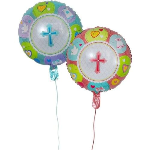 10pcs/lot 18inch Round Crucifix Foil Balloons Cross Helium balloons Easter Decorations balls Thanksgiving Easter Party Supplies