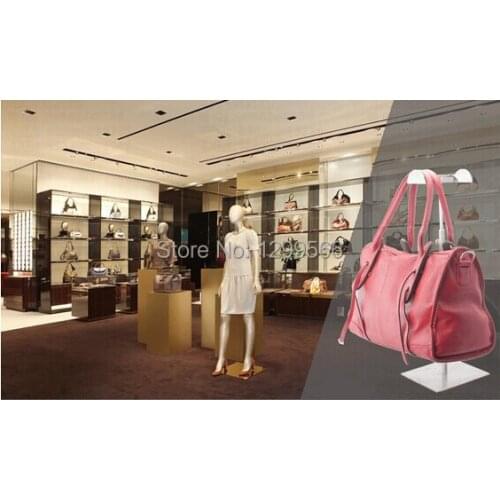 Free shipping matte stainless steel bag display rack adjustable removable on both sides of the handbag display stand 10pcs