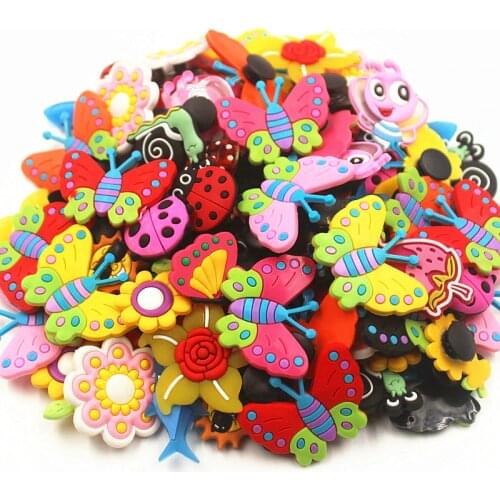 100 Pcs Butterfly Dragonfly Flowers Charms Shoe accessories Shoe Charms Shoe Decorations for Clog Bracelet Wristband Gift