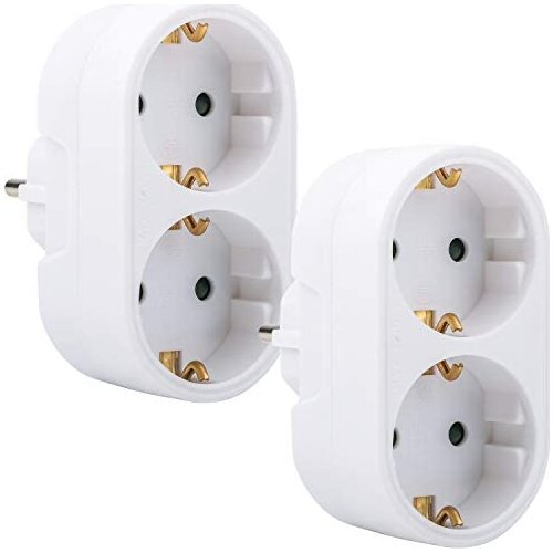 Socket Adapter 2PCS Double Plug for Socket Outlet Socket Distributor 16A / 250V / Max 3500W Socket Outlet Double Plug for Office