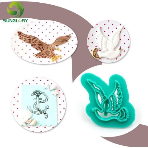 3PCS Peace Dove Cookie Cutter Plastic Eagle Anchor Fondant Impression Cutter DIY Decoration Sugarcraft Biscuit Mold Baking Tools
