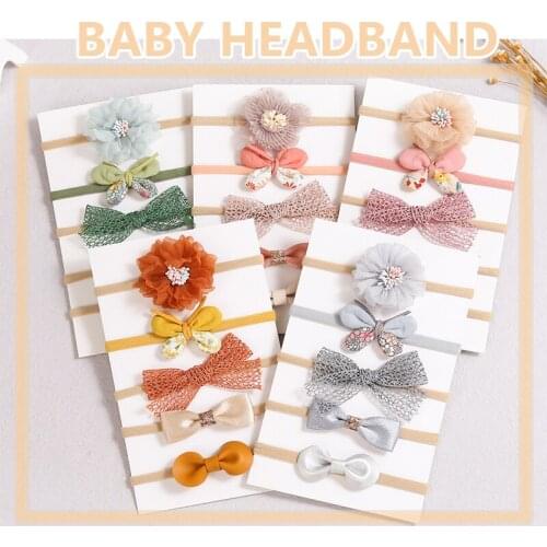 5/8pcs Lace Flower Baby Headband Set Princess Girls Bow Newborn Baby Hair Accessories Set Kawaii Rabbit Kids Bow Headwear