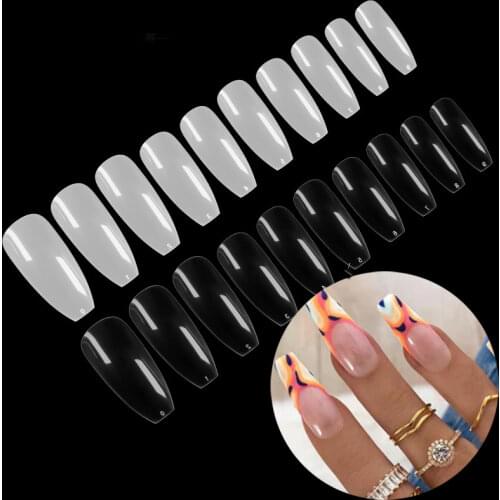 500pcs Ballerina Nail Art Tips White/Natural False Coffin UV Gel Nails Art Tips Flat Shape Full Cover Manicure Nails Supplier