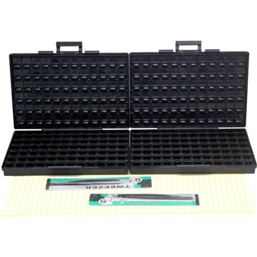AideTek ESD Safe SMD storage IC resistor Box W/ Bins Anti-statics SMT Box Organizer Transistor Diode plastic toolbox 2BOXALLAS
