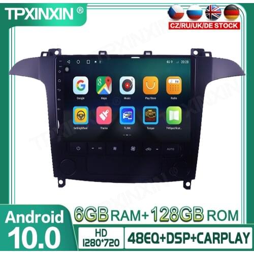 Wireless Carplay 6+128GB For Ford S-max 2006-2008 Android Car Auto Radio GPS Navigation Multimedia Player Audio 360 Camera IPS