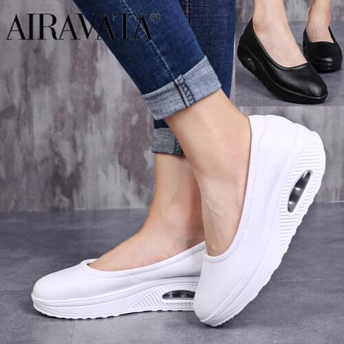 White Nurse Shoe Women Walking Shoes Cushioned Comfortable Casual Loafers Slip-on Lazy Footwear