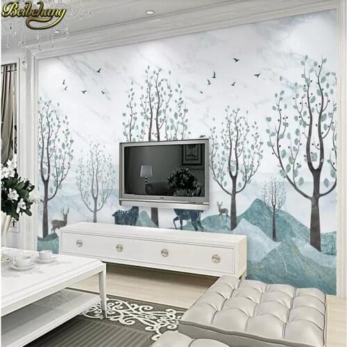 Beibehang Custom Nordic abstract forest elk photo wallpaper Large sofa TV background wallpaper for walls 3D mural wallpapers