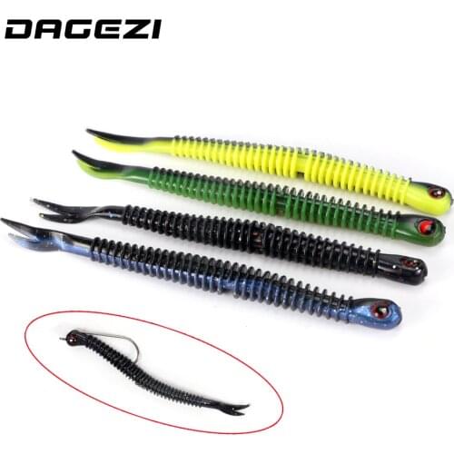 DAGEZI 8pcs/lot soft fishing lure 13CM/5G Long tail Soft bait Swimbaits Jig Head Artificial Lure for carp Fishing Tackle