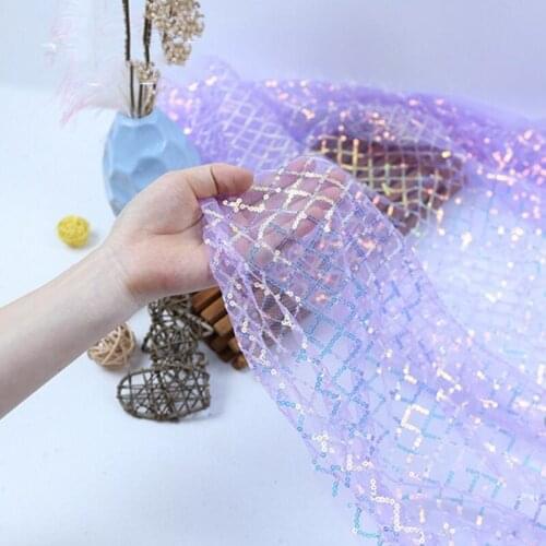 150cm*100cm holographic Plaid sequins mesh fabric clothing laser fabric wedding decoration mesh gauze Symphony background cloth