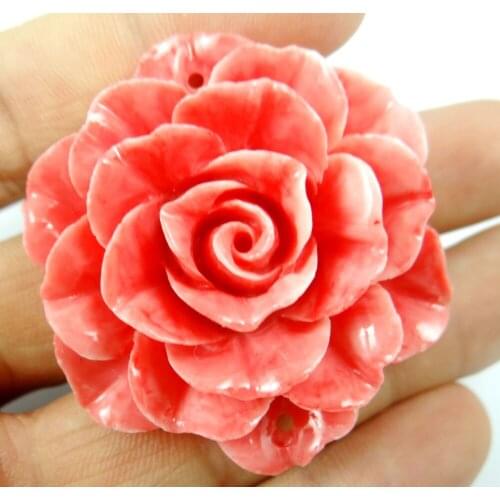 Chinese Organische Cinnaber Hanger ketting hand-carve van bloem F26