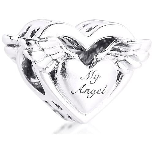 Angel Wings & Mum Charm Sterling Silver Jewelry Fits Original Snake Chain Bracelets Spring Collection Beads
