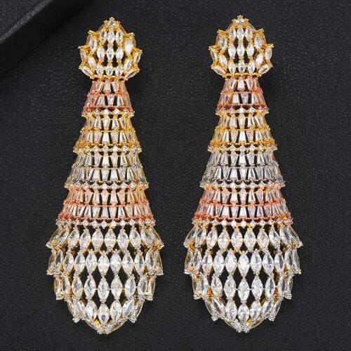 LARRAURI Charms Wedding DUBAI Bridal Statement Earrings For Women Luxury Cubic Zircon Waterdrop Ear Earrings in Jewelry Making