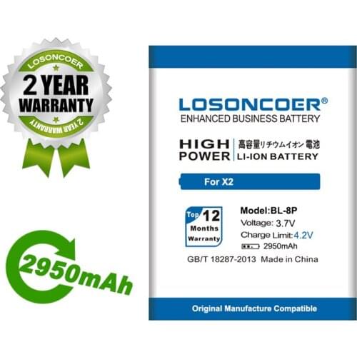 LOSONCOER Battery NEW 2950mAh BL-8P Battery For UMI X2 VOTO X2 S5002 V5 DNS Batteries