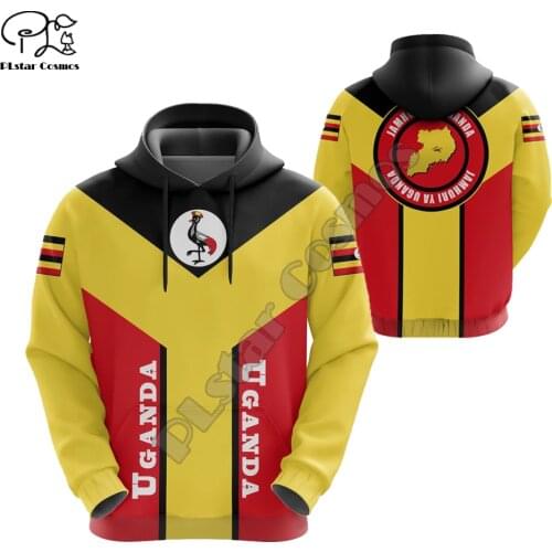 Men Women I love Uganda 3D printed Hoodies Funny Uganda flag Sweatshirt Fashion Hooded Long Sleeve zipper Pullover tracksuit