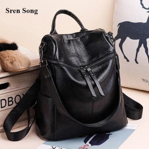 2021 New High Quality Leather Women Backpack Travel Backpack Large Capacity School Bags For Girls Designer Brand Vintage Bags