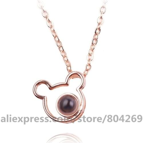 Wholesale Fashion Bear Pendant Necklace Cute CZ Stone Love Animal Necklace Girls Statement Jewelry