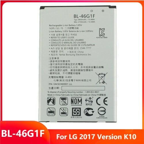 Original Replacement Phone Battery BL-46G1F For LG 2017 Version K10 BL-46G1F Genuine Rechargable Batteries 2800mAh