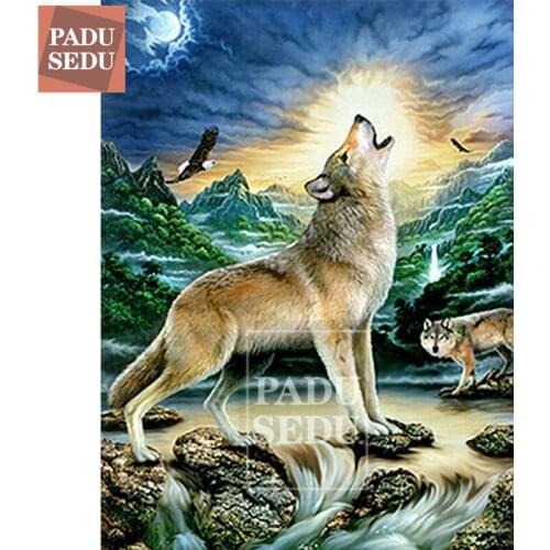 PADUSEDU Diamond Painting 3d Wolf Coloring Pictures Cross Stitch Diamond Embroidery Animal Animals Bead Kits Art Home Decoration