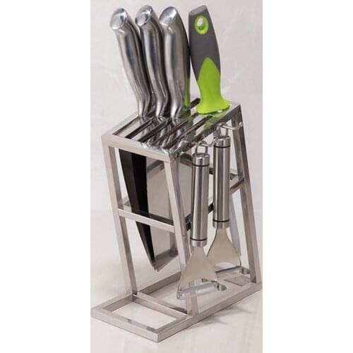 Black Silver Hollow Ventilation Knife Holder Stand Stainless Steel Universal Scissors Ceramic Knife Block Kitchen Storage Rack