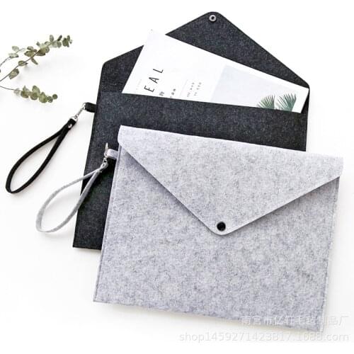Simple Solid Wool Felt A4 File Folder Big Capacity Document Bag Simple Business Briefcase Paper Ipad Storage Bag Student Gifts