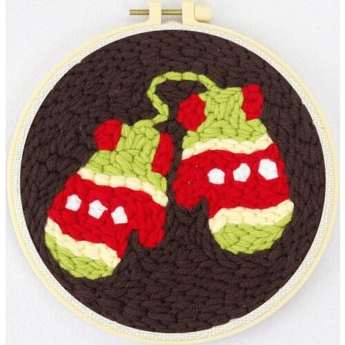 Christmas Gloves Punch Needle Starter Kit Punch Needle Kit for Beginner Handmade Christmas Art Craft Kits English Manual