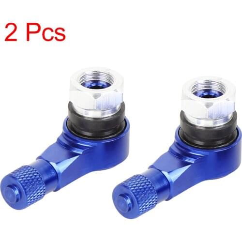UXCELL 2Pcs Aluminium Alloy Angled Tubeless Tire Valve Stem Blue For Motorcycle Scooter