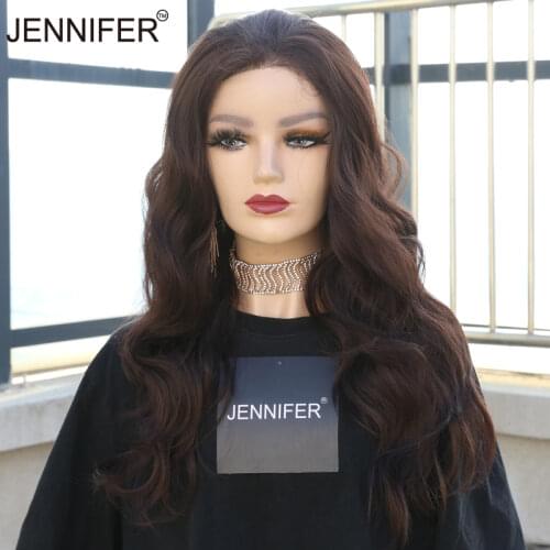 Synthetic Wigs For Women With Baby Hair 18inch Natural Wave Lace Front Black/ Brown/Silver Platinum Color Cosplay/Daily
