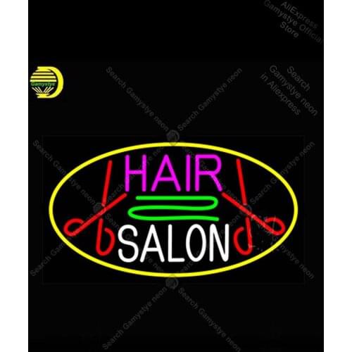 Blue Hair Salon With Scissor NEON LIGHT SIGN for Hair cut Neon Sign lamps Tube Neon Shop neon sign logo Neon Window Lights beer