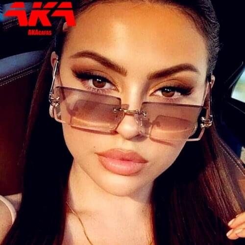 AKAgafas Rimless Sunglasses Women 2021 High Quality Glasses for Women/men Square Eyewear Women Luxury Gradient Shades for Women